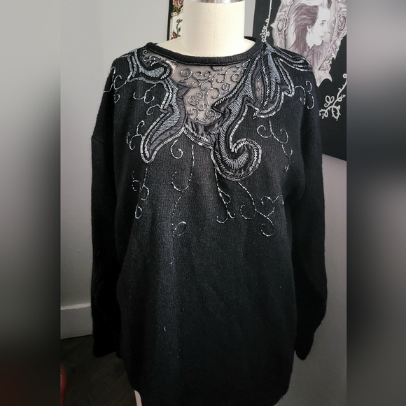 Vintage 1990 Beaded Silk Blend Sweater size M - Picture 2 of 8